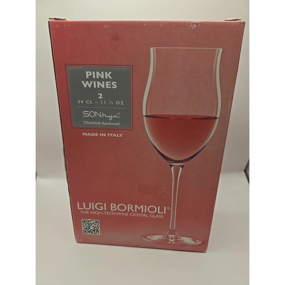 Luigi Bormioli Pink Wine Crystal Glasses Set Of‎ 2 11.5oz